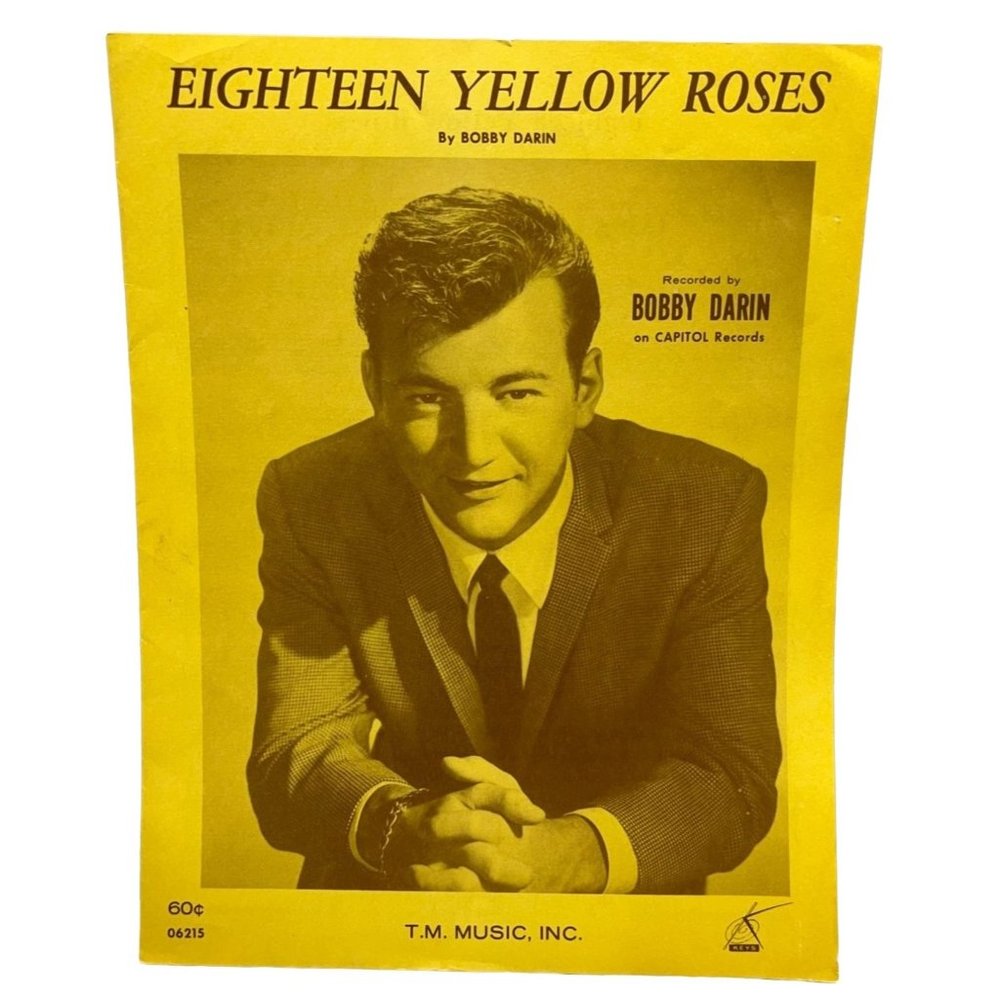 Vintage Sheet Music Eighteen Yellow Roses by Bobby Darin Piano Voice 1963